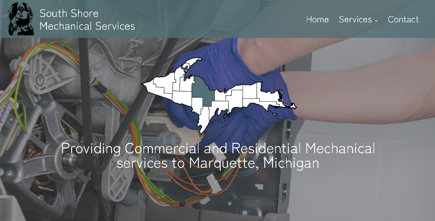 screenshot of South Shore Mechanical Services homepage